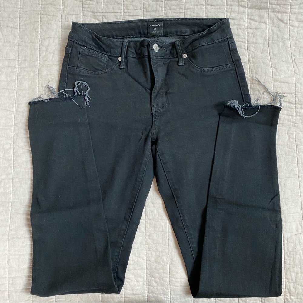 Just Black Jeans with Frayed Hem - Size 28
